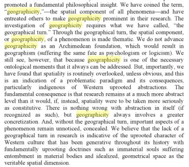 passage about geographicity